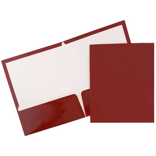 JAM Paper Maroon Glossy 2-Pocket Folders, 6ct.